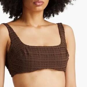 Form & Fold the crop seersucker underwire bikini top 34 DD NWOT